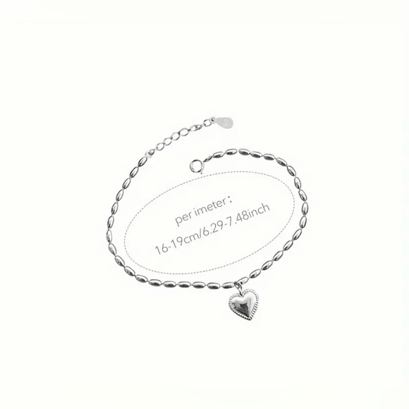 Mini Love Heart Bracelet Simple Style 925 Sterling Silver Hand Chain Jewelry - Picture 6 of 6